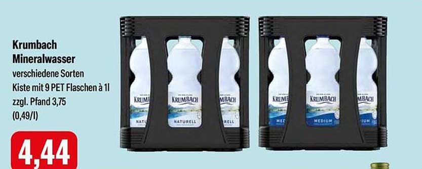 Krumbach Mineralwasser verschiedene Sorten Kiste mit 9 PET Flaschen à 1l zzgl. Pfand
