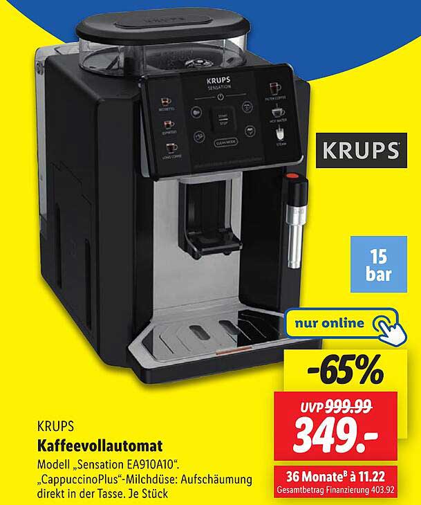 KRUPS Kaffeevollautomat Modell „Sensation EA910A10“