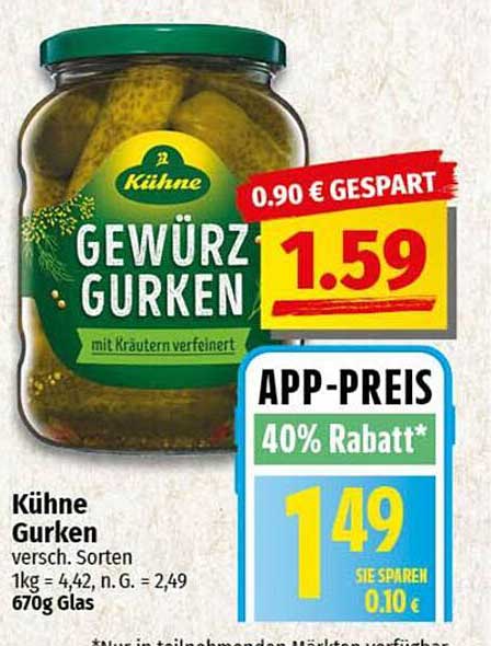 Kühne Gewürz Gurken 670g, verschiedene Sorten