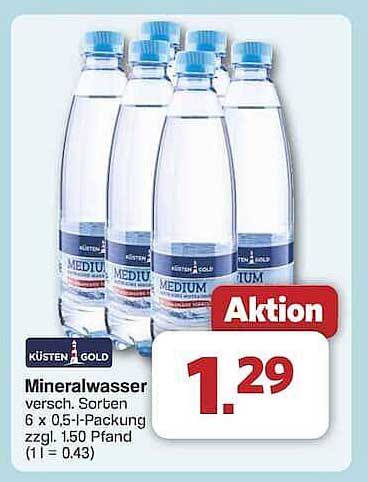 KÜSTEN GOLD Mineralwasser 6 x 0,5 l-Packung – Aktionsangebot!