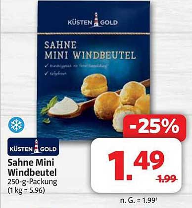 Küsten Gold Sahne Mini Windbeutel 250-g-Packung