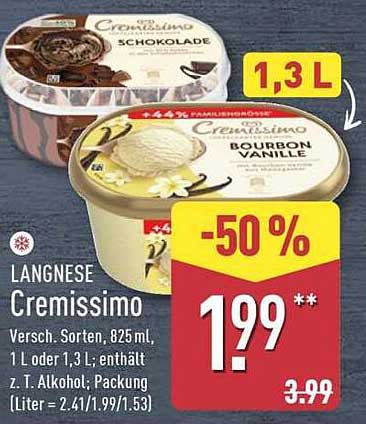 LANGNESE Cremissimo  - Bourbon Vanille und Schokolade