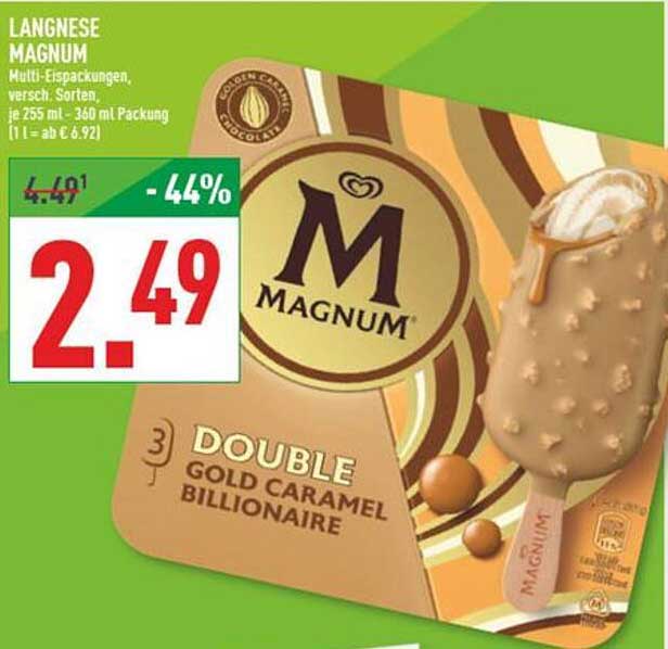 Langnese Magnum Double Gold Caramel Billionaire, 3er Pack