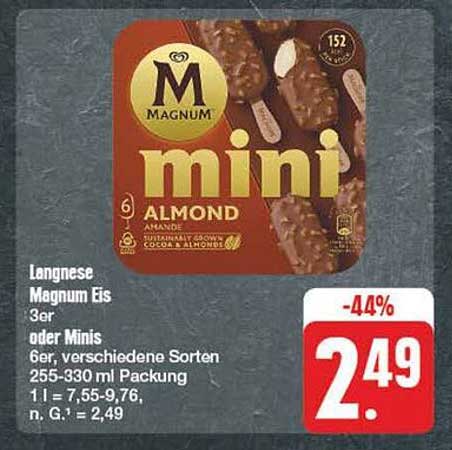 Langnese Magnum Eis Mini 6er Packung - Almond oder Minis