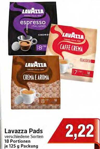 Lavazza Pads verschiedene Sorten 18 Portionen je 125 g Packung