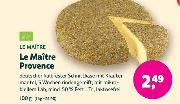 Le Maître Provence - deutscher halbfester Schnittkäse mit Kräutermantel