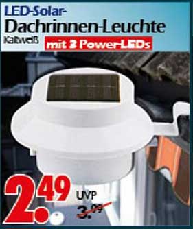 LED-Solar-Dachrinnen-Leuchte kaltweiß mit 3 Power-LEDs