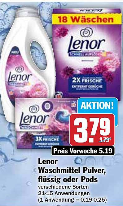 Lenor Waschmittel Pulver, flüssig oder Pods, verschiedene Sorten 21-15 Anwendungen