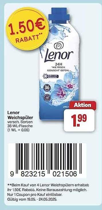 Lenor Weichspüler in verschiedenen Sorten – 36 WL-Flasche für nur 1,99 €