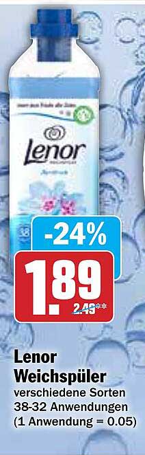 Lenor Weichspüler verschiedene Sorten 38-32 Anwendungen
