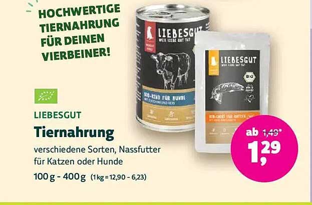 LIEBSEGUT Tiernahrung - verschiedene Sorten Nassfutter für Katzen oder Hunde