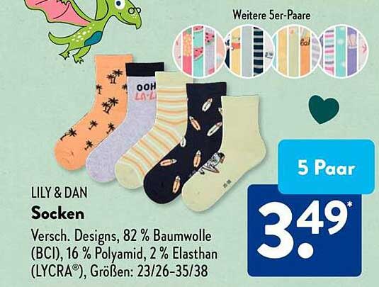 LILY & DAN Socken - 5 Paar in verschiedenen Designs