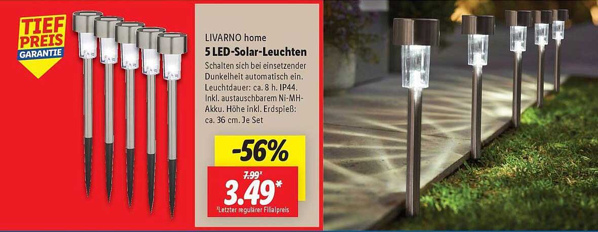 LIVARNO home 5 LED-Solar-Leuchten