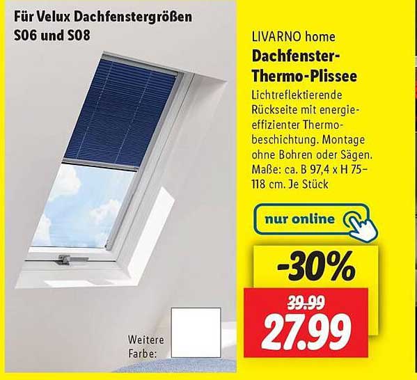 LIVARNO home Dachfenster-Thermo-Plissees