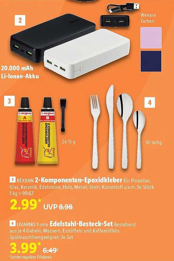 LIVARNO home Edelstahl-Besteck-Set 16-teilig für nur 3,99 €