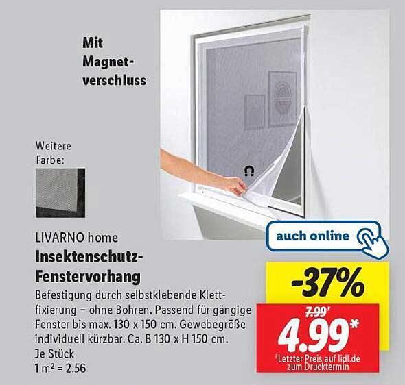 LIVARNO home Insektenschutz-Fenstervorhang mit Magnetverschluss