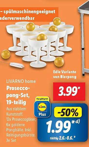 LIVARNO home Prosecco-Pong-Set, 19-teilig