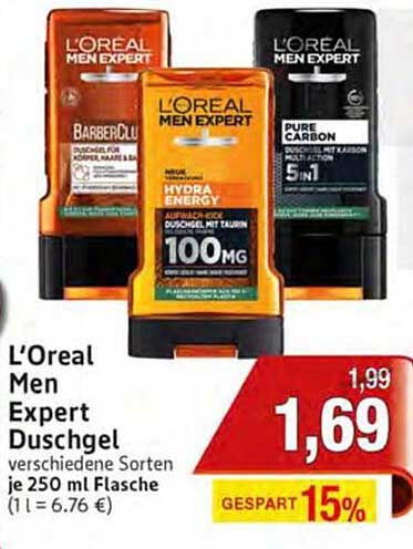 L'Oreal Men Expert Duschgel - verschiedene Sorten je 250 ml Flasche