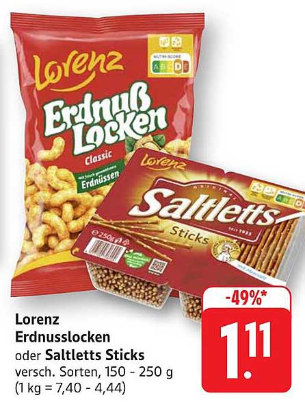 Lorenz Erdnusslocken oder Saltletts Sticks 150 - 250 g