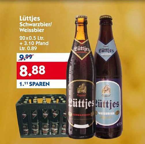 Lüttjes Schwarzbier/Weißbier 20x0,5 Ltr.
