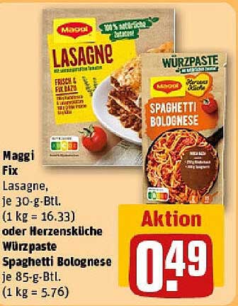Maggi Fix Lasagne oder Würzpaste Spaghetti Bolognese