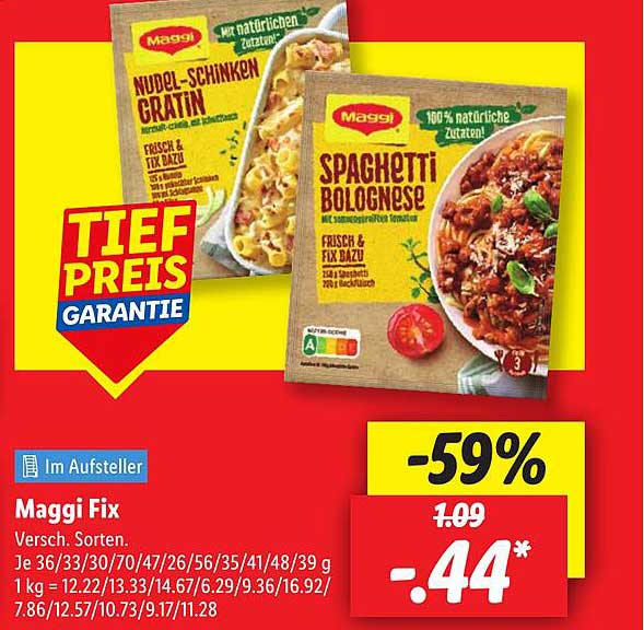 Maggi Fix - Nudel-Schinken Gratin & Spaghetti Bolognese