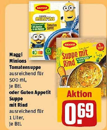 Maggi Minions Tomatensuppe oder Gute Appetit Suppe mit Rind