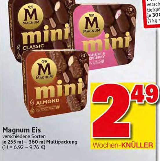 Magnum Eis verschiedene Sorten