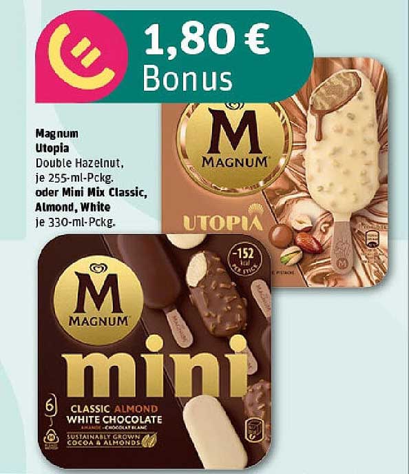 Magnum Utopia Double Hazelnut oder Mini Mix Classic, Almond, White
