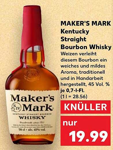 MAKER'S MARK Kentucky Straight Bourbon Whisky 0,7 l