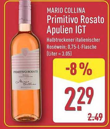 MARIO COLLINA Primitivo Rosato Apulien IGT - Halbtrockener italienischer Roséwein