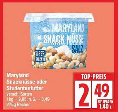 Maryland Snacknüsse oder Studentenfutter 275g Becher