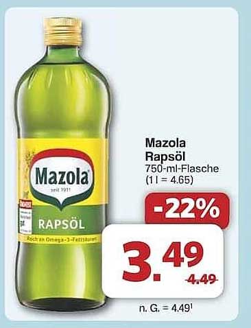 Mazola Rapsöl 750-ml-Flasche