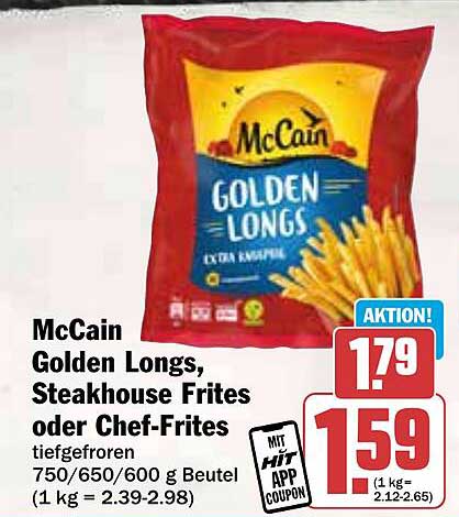McCain Golden Longs, Steakhouse Frites oder Chef-Frites 750/650/600 g Beutel