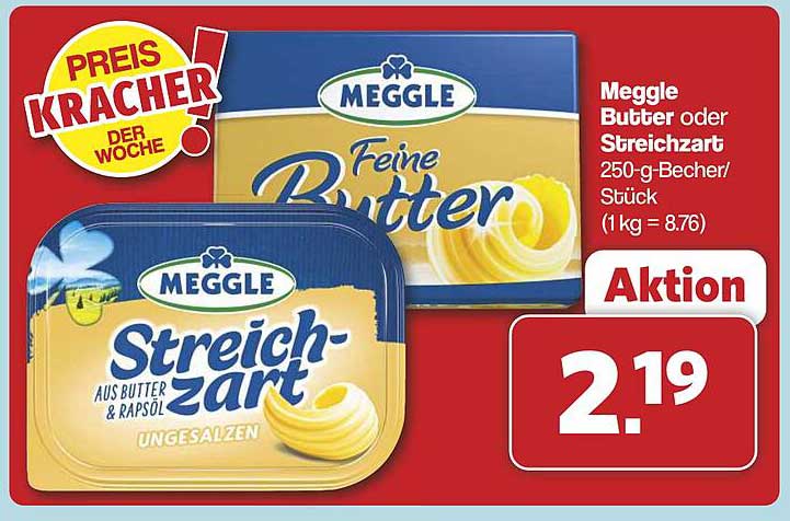 Meggle Butter oder Streichzart 250-g-Becher