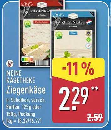 MEINE KÄSETHEKE Ziegenkäse in Scheiben – verschiedene Sorten, 125 g oder 150 g Packung