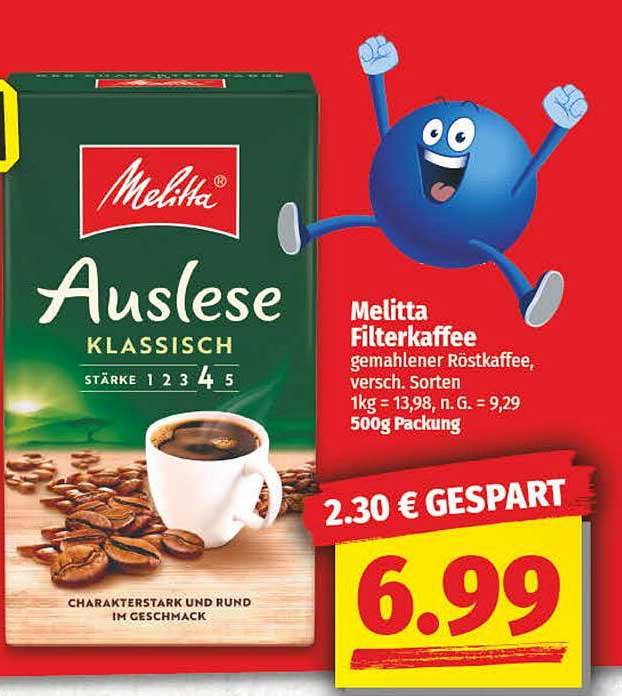 Melitta Filterkaffee gemahlener Röstkaffee 500g