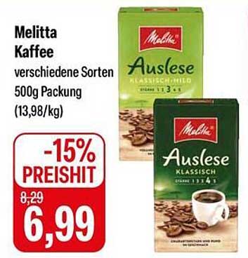 Melitta Kaffee Auslese verschiedene Sorten 500g Packung
