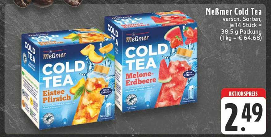 Meßmer Cold Tea – Eistee Pfirsich und Melone-Erdbeere