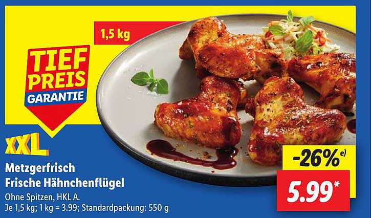 Metzgerfrisch Frische Hähnchenflügel XXL 1,5 kg