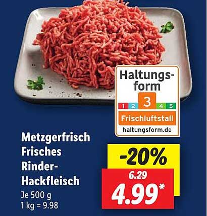 Metzgerfrisch Frisches Rinder-Hackfleisch