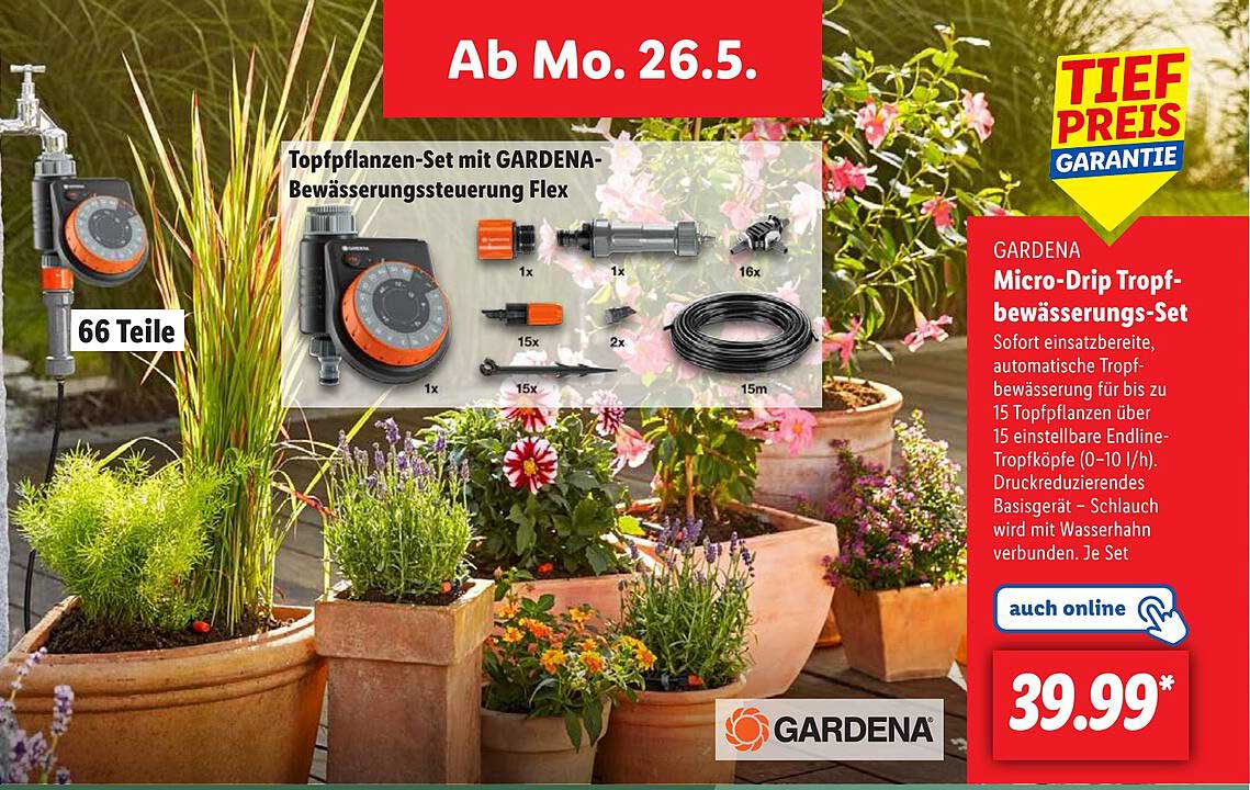 Micro-Drip Tropfbewässerungs-Set von GARDENA - 66 Teile