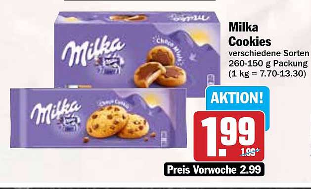 Milka Cookies verschiedene Sorten 260-150 g Packung