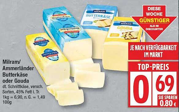 Milram Ammerländer Butterkäse oder Gouda