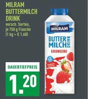 MILRAM Buttermilch Drink Erdbeere 750 g
