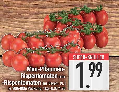 Mini-Pflauen-Rispentomaten oder -Rispentomaten aus Bayern