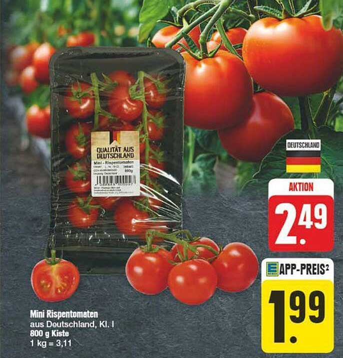 Mini Rispetomaten aus Deutschland, Kl. I 800 g Kiste