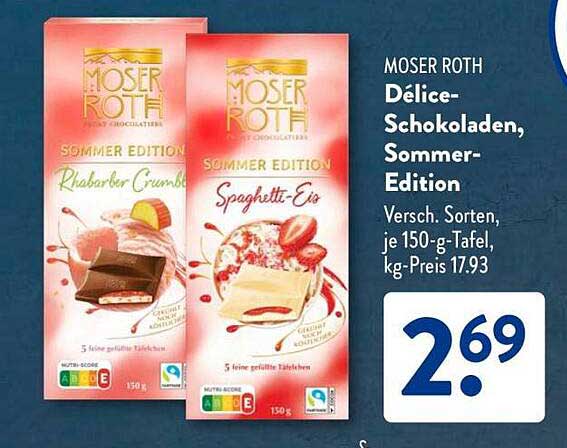 Moser Roth Délice-Schokoladen, Sommer-Edition