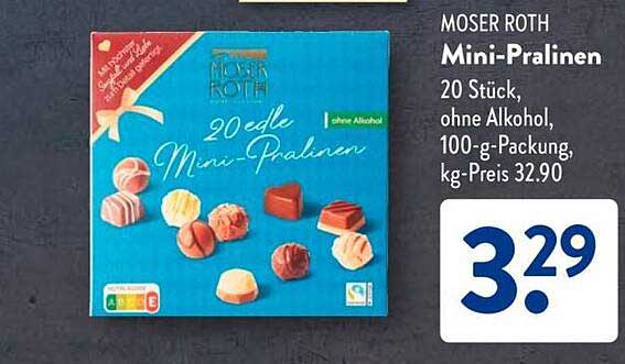 Moser Roth Mini-Pralinen – 20 Stück ohne Alkohol