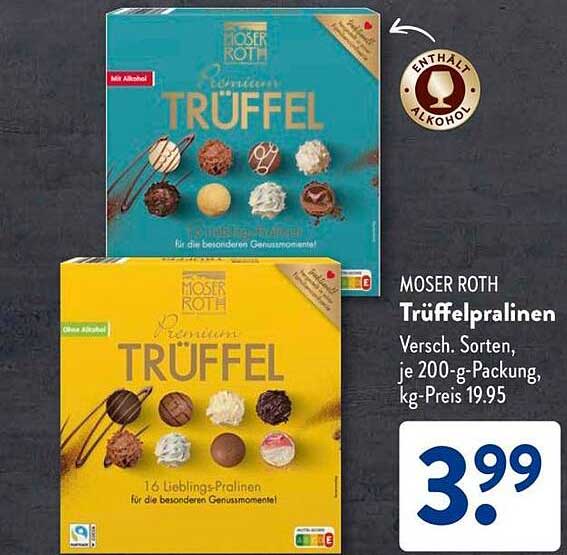 MOSER ROTH Trüffelpralinen, 200-g-Packung